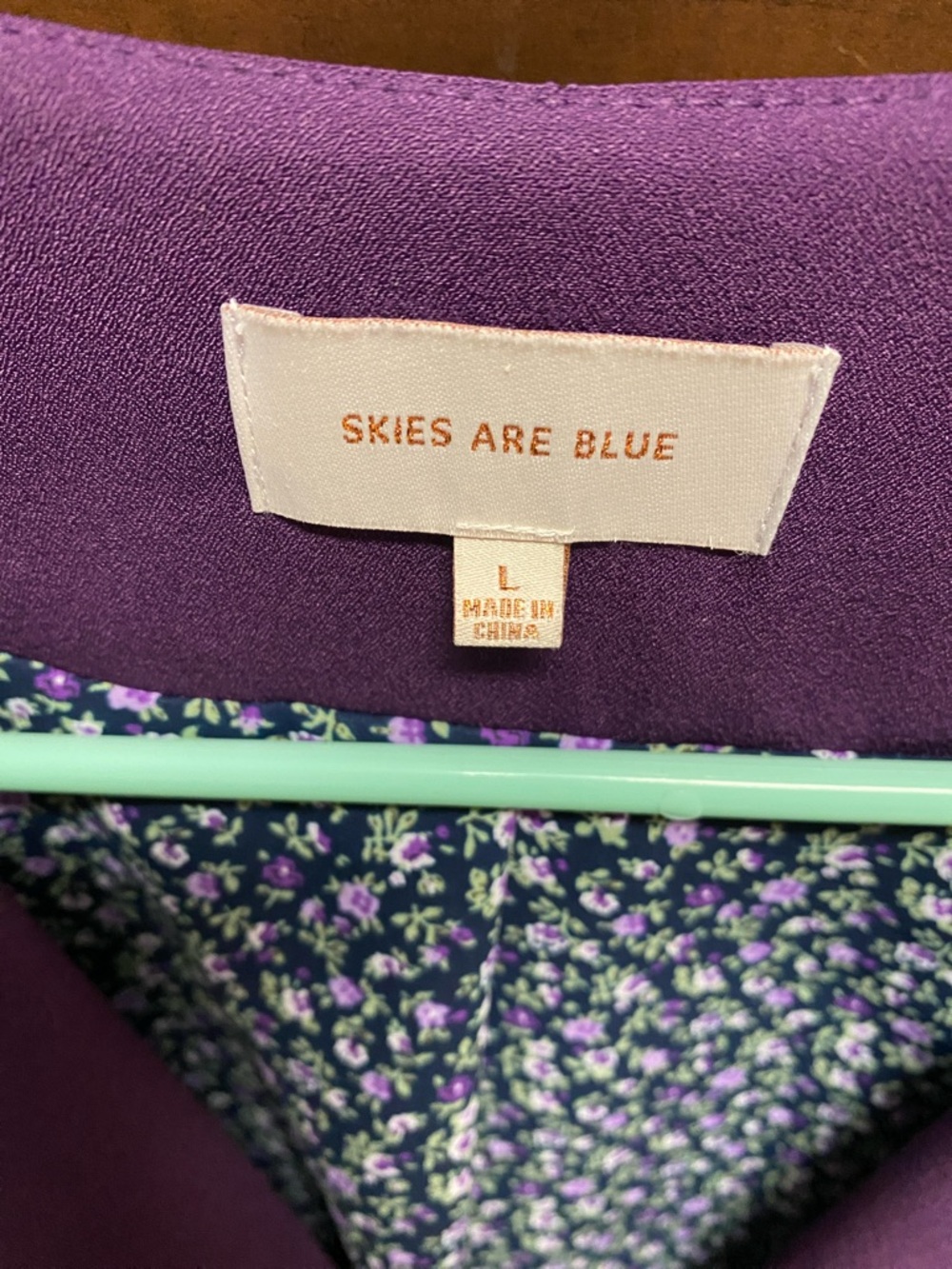 Skies Are Blue Purple Open-Front Blazer with Floral Lining - Picture 2 of 2